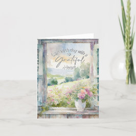Tackfullt hjärta akvarell blommig fönster tack kort