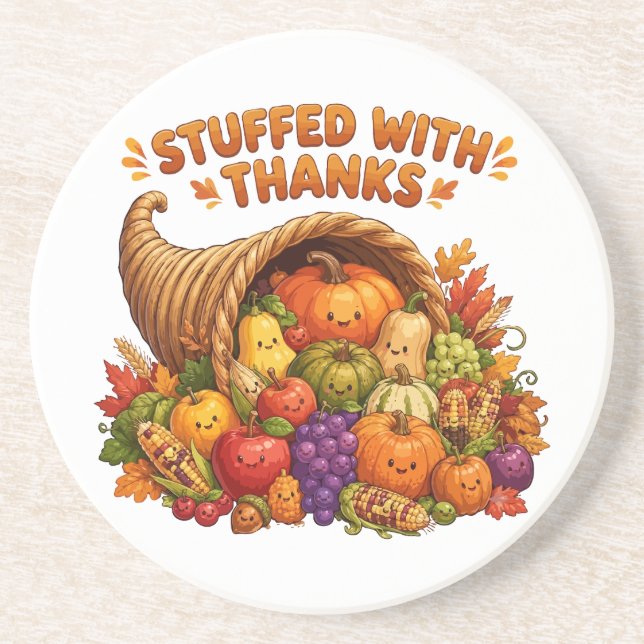 Tackfylld söt Thanksgiving-överflödeshörn D Underlägg (Framsidan)