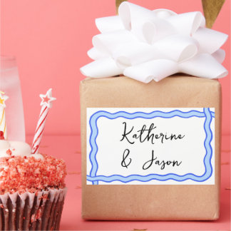 Tackgåva med böljande retrodesign rektangulärt klistermärke