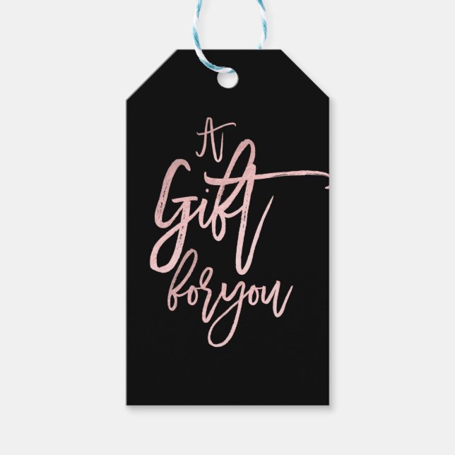 Tackgåva till dig Rosa guld folie Modern Presentetikett (Framsidan)