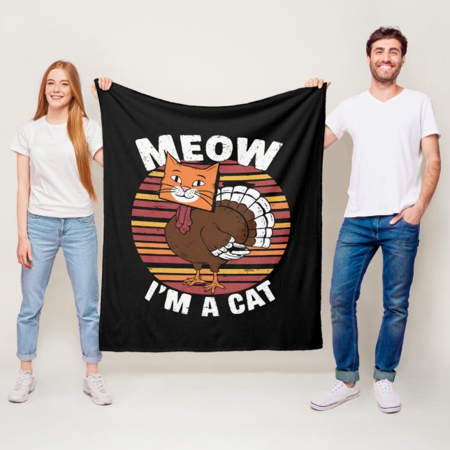 Tackgivelse Rolig Turkiet Falsk Katt Retro  Fleecefilt (På plats)