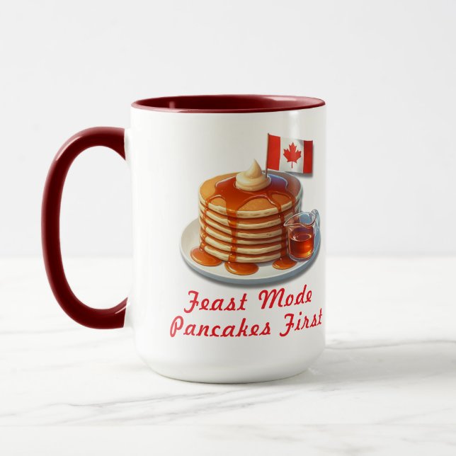 Tackgivelsedags-humor Kanada Rolig pannkaksfrukost Mugg (Vänster)