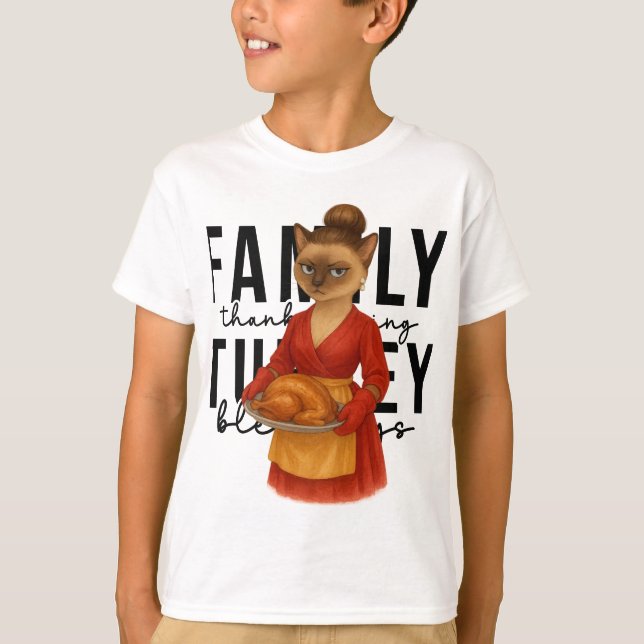 Tackgivelsedags-tema för kattälskare t shirt (Framsida)