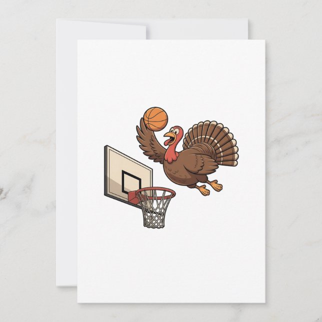 Tackgivelsesturkey Dunking Basket Rolig Anteckningskort (Framsida)
