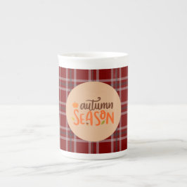 Tackgiving,höst säsong manus,Rutig,Modern Benporslin Mugg