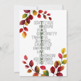 Tackgiving-typografi av tacksamhet och glädje julkort