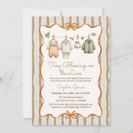 Tackgivningsdag Babyshower Flicka | Mysig Klädstre Inbjudningar