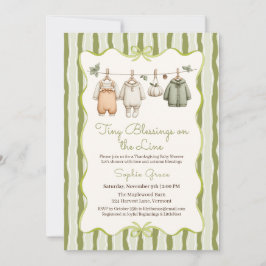 Tackgivningsdag Babyshower Flicka | Mysig Klädstre Inbjudningar