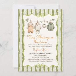 Tackgivningsdag Babyshower Flicka | Mysig Klädstre Inbjudningar