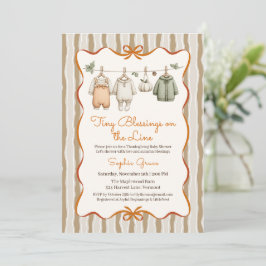 Tackgivningsdag Babyshower Flicka | Mysig Klädstre Inbjudningar