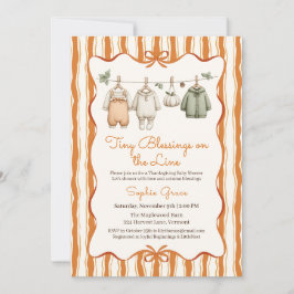 Tackgivningsdag Babyshower Flicka | Mysig Klädstre Inbjudningar
