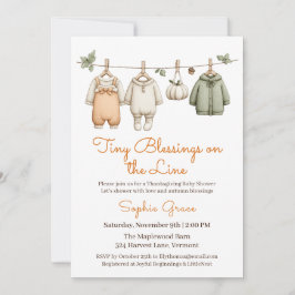 Tackgivningsdag Babyshower Flicka | Mysig Klädstre Inbjudningar