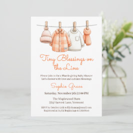 Tackgivningsdag Babyshower Pojke | Mysig Klädstrec Inbjudningar
