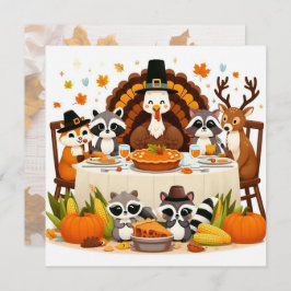 Tackgivningsfest med vänner julkort