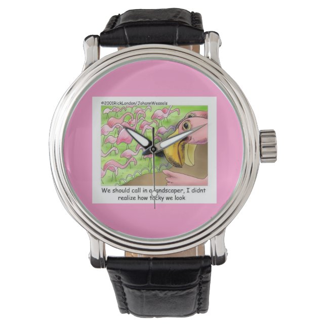 Tackiga Rosa Flamingos Rolig Unisex Klocka (Framsida)