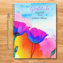 Tackjournal Akvarell Blommor Vallmo