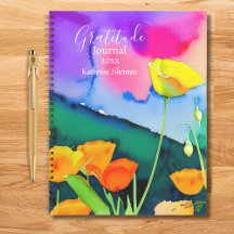 Tackjournal Akvarell Blommor Vallmo Rosa