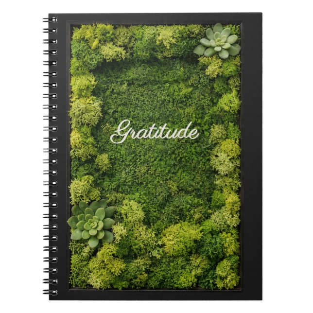 Tackjournal Grön Moss Estetisk Välbefinnande Anteckningsbok (Framsidan)