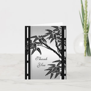 Tackkort Asiatiskt Blommotiv Svart Silver Bambu