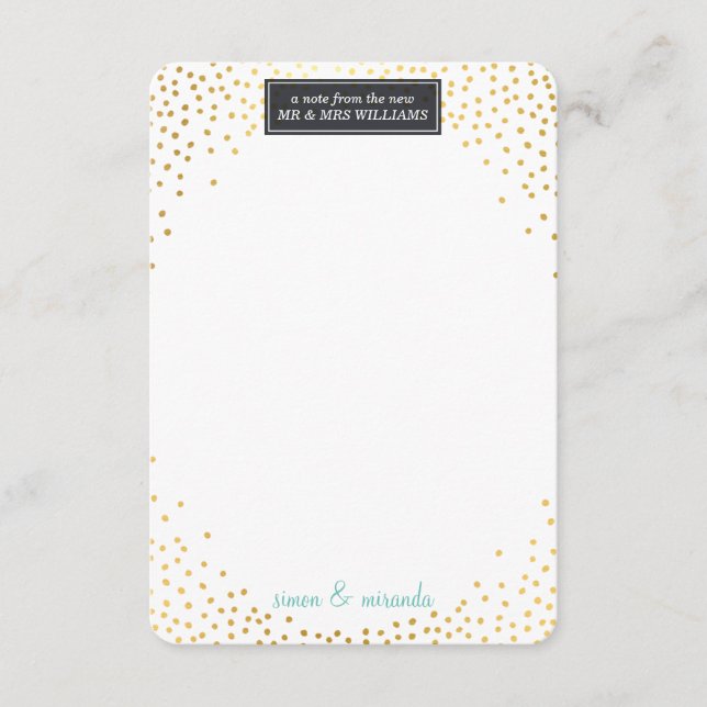 TACKKORT BRÖLLLOP mini guldkonfetti mint Tack Kort (Framsida)