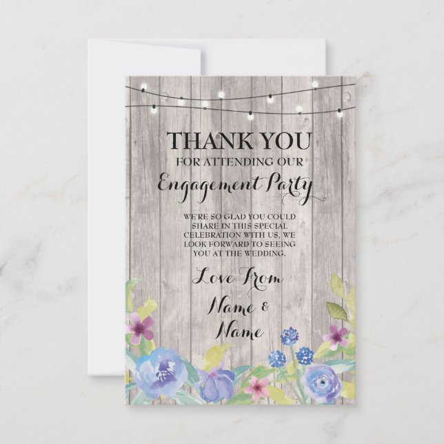 Tackkort Bröllop Trä Blommig Tack Kort (Framsida)