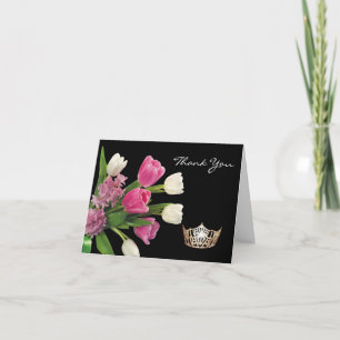 Tackkort Card-Krona och blommor