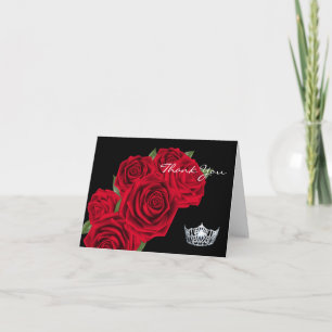 Tackkort Card-Krona & Röd ros