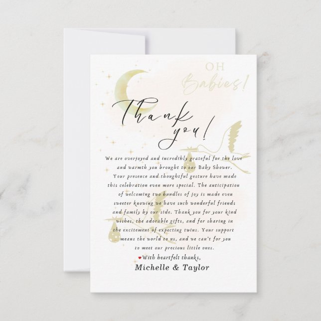 Tackkort Card Oh Spädbarn! Neutralt Twillingars St Tack Kort (Framsida)