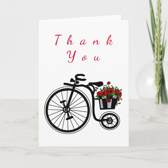 Tackkort Cykel med blommor åt dig (Framsida)