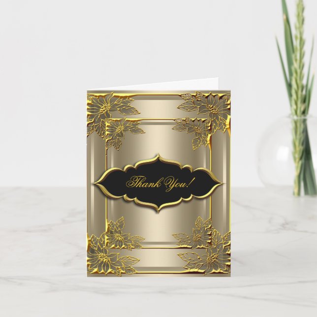 Tackkort Elegant Kaffe Svart Guld (Framsida)