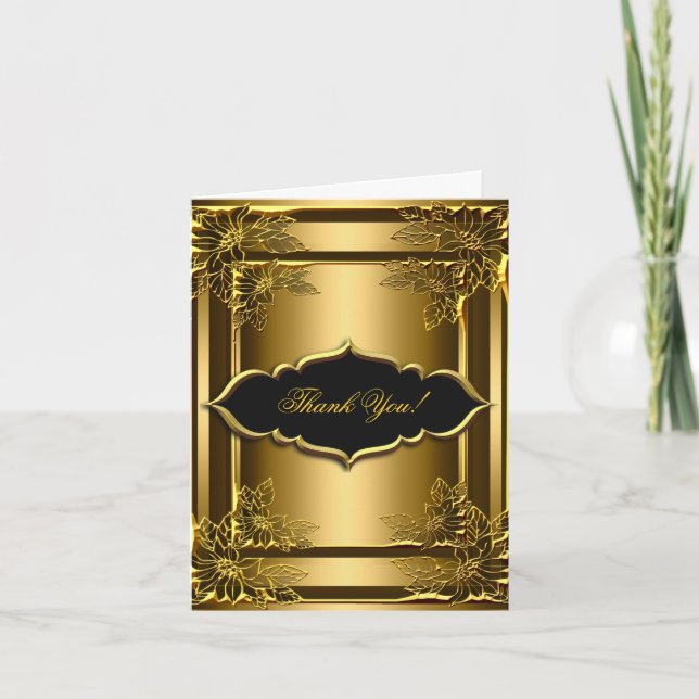 Tackkort Elegant Svart Guld (Framsida)