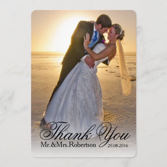 Tackkort | Enkel bröllopsfoto Tack Kort (Framsida)