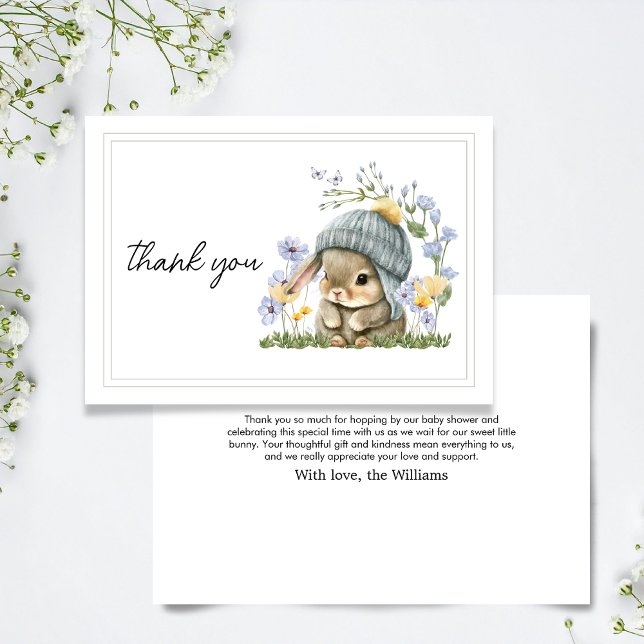 Tackkort Enkel liten kanin Tack Kort (Thank You Card Simple Little Bunny 4)