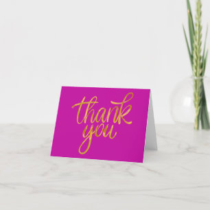 Tackkort Fancy Golden Script Hot Pink