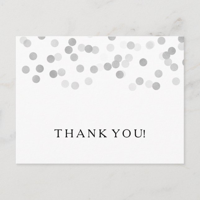 Tackkort Faux Silver Foil Glitter Ljus Vykort (Framsida)