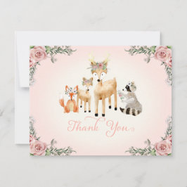 Tackkort Flicka Woodland Hjort fox Raccoon Anteckningskort