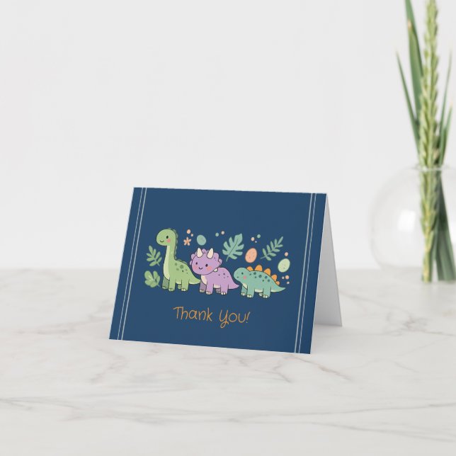Tackkort för baby-dinosaurier baby shower (Framsida)