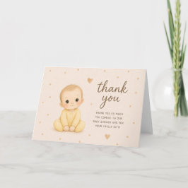 Tackkort för baby i gul baby shower kort