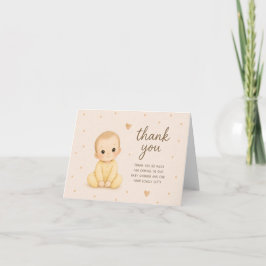 Tackkort för baby i gul klänning baby shower