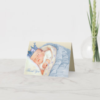 Tackkort för baby shower för Blå Guld Prins