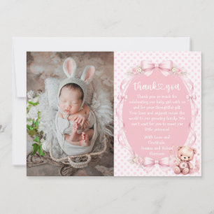 Tackkort för baby shower för flicka med foto tack kort