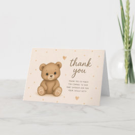 Tackkort för baby shower med Brun Teddybjörn Kort