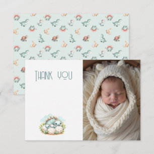 Tackkort för baby shower med dinosaurie foto tack kort