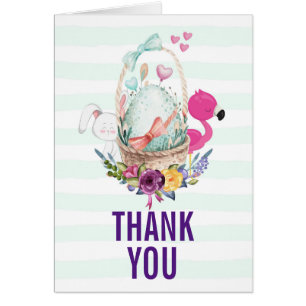Tackkort för baby shower med redeägg m/ flamingo & hälsningskort