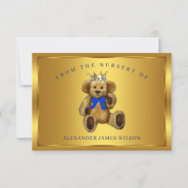 Tackkort för baby shower med Teddybjörnprinsen Tack Kort