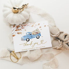 Tackkort för baby shower med tema lastbil och pojk inbjudningar