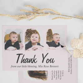 Tackkort för baby shower med tre bilder