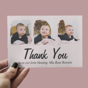Tackkort för baby shower med tre bilder julkort
