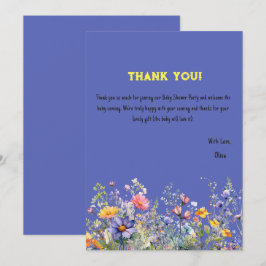 Tackkort för baby shower med vilda blommor tack kort