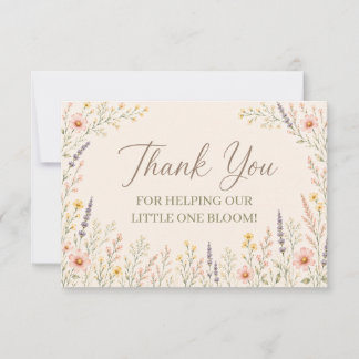 Tackkort för baby shower med vilda blommor tack kort